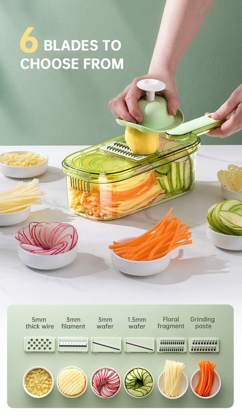 New Multifunction Vegetable Cutter With Basket And Brush Portable Slicer Chopper Kitchen Tools