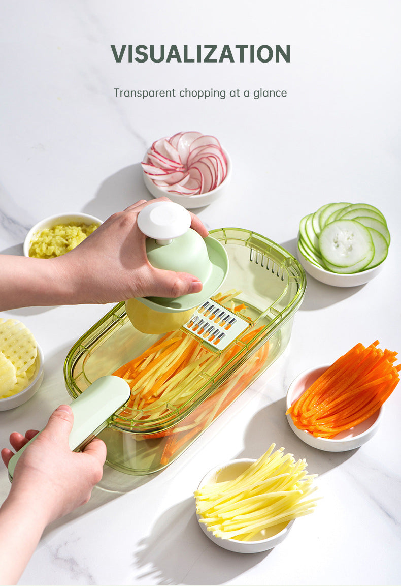 New Multifunction Vegetable Cutter With Basket And Brush Portable Slicer Chopper Kitchen Tools