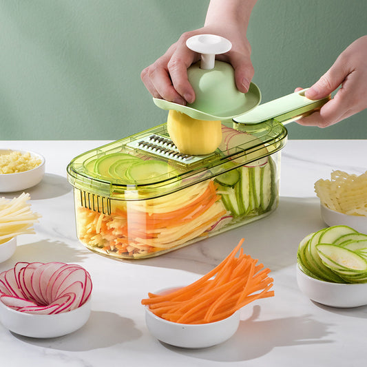 New Multifunction Vegetable Cutter With Basket And Brush Portable Slicer Chopper Kitchen Tools