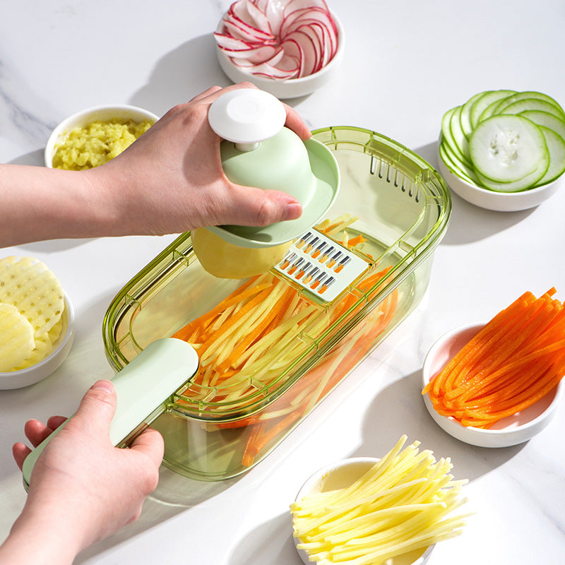 New Multifunction Vegetable Cutter With Basket And Brush Portable Slicer Chopper Kitchen Tools