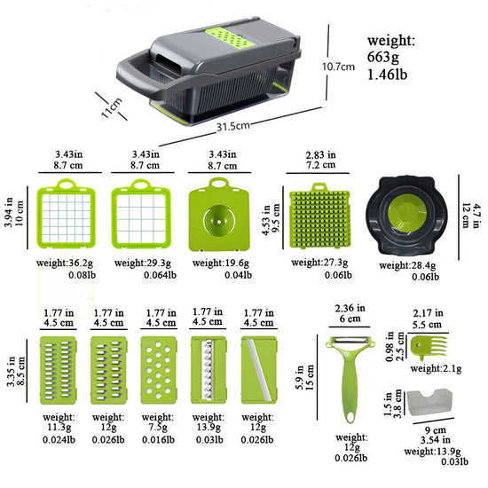 16 in one Multi-functional Kitchen Vegetable Cutting Household Multi-purpose Slice Diced