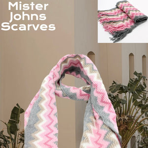 Stunning Multi coloured curvy stripes Unisex Scarves in Various striped Colours