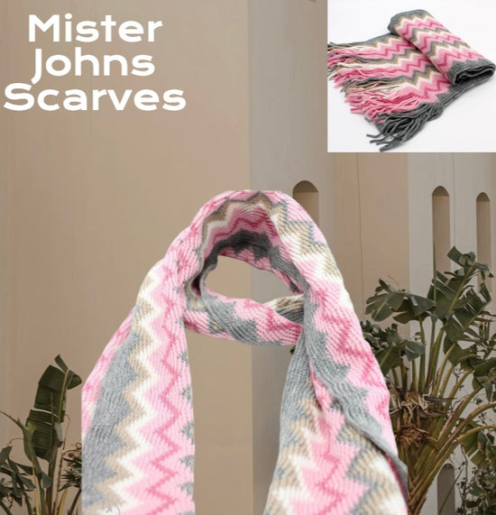 Stunning Multi coloured curvy stripes Unisex Scarves in Various striped Colours