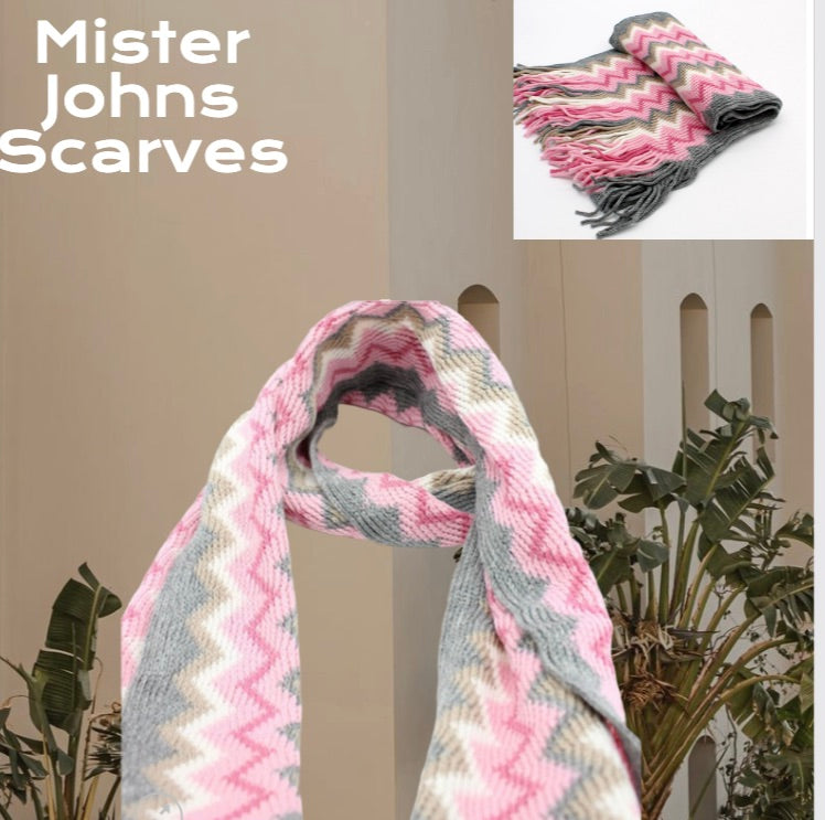 Stunning Multi coloured curvy stripes Unisex Scarves in Various striped Colours