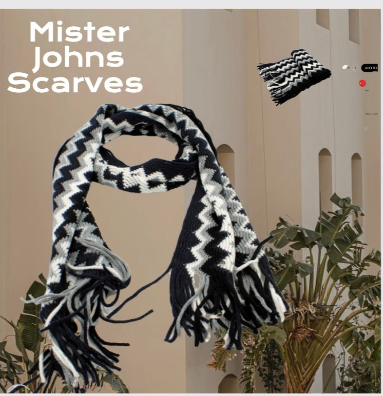 Stunning Multi coloured curvy stripes Unisex Scarves in Various striped Colours