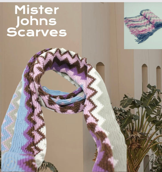 Stunning Multi coloured curvy stripes Unisex Scarves in Various striped Colours