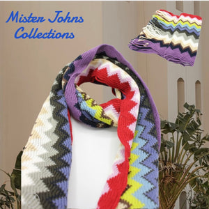 Stunning Multi coloured curvy stripes Unisex Scarves in Various striped Colours